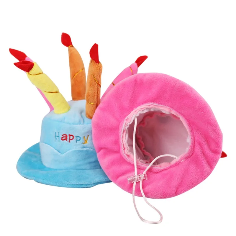 Cute Pets Dog Cats Birthday Caps Adjustable Corduroy Colorful Candles Small/Medium Hat Puppy Cosplay Costume Headwear | Дом и сад