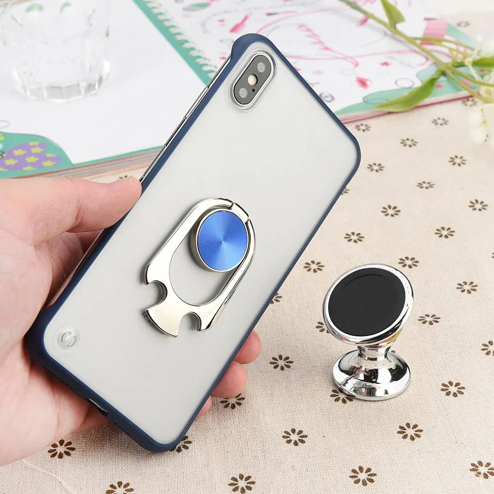 Bottle Opener Ring Stand Holder Case For iPhone X XR XS MAX 7 8 6 6S Plus Luxury Frameless Transparent Matte Hard Phone |