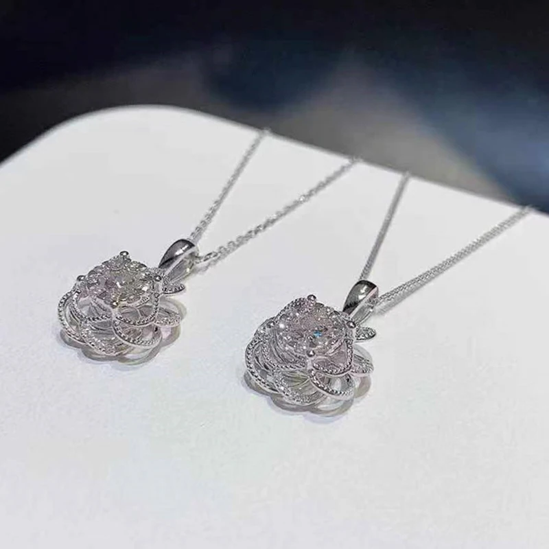 Huitan кулон в виде Красивого цветка ожерелье для женщин с блестящим кубическим цирконием простые Стильные ожерелья для вечеринки модные ювелирные изделия Huitan кулон в виде Красивого цветка ожерелье для женщин с блестящим кубическим цирконием простые Стильные ожерелья для вечеринки модные ювелирные изделия