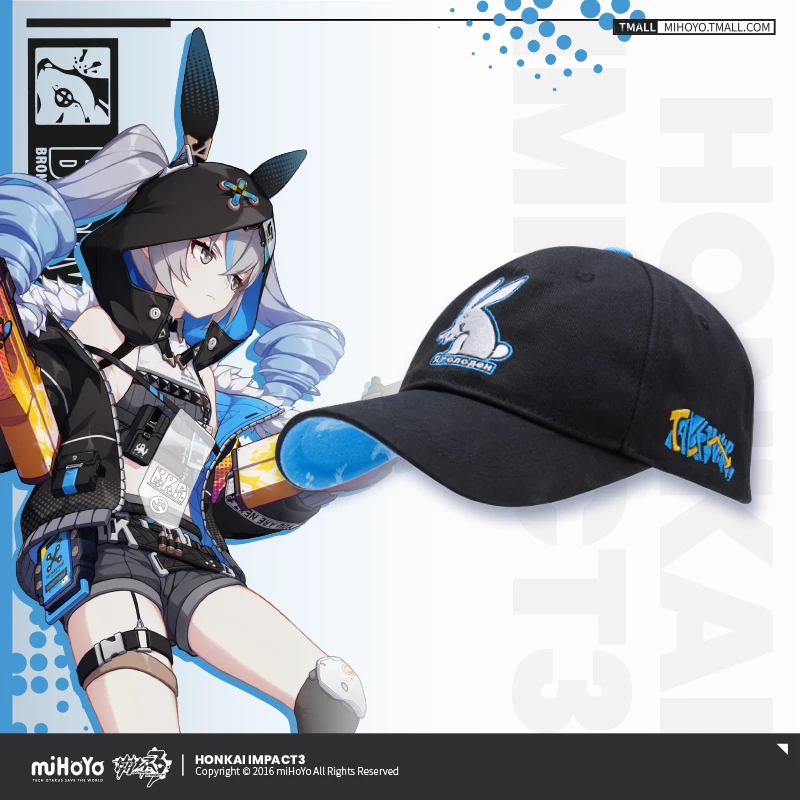 Sombrero de béisbol con visera para hombre y mujer, sombrero de béisbol con diseño de conejito de juego Honkai Impact 3 Bronya HAXXOR, a la moda, para estudiantes