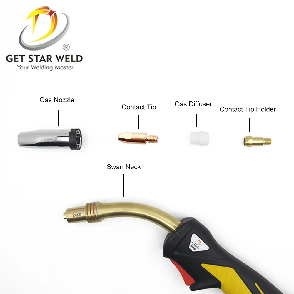 

Get Star Weld co2 gas copper aluminum 24kd mig mag welding torch welding gun
