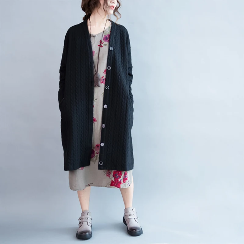 Новинка 2019 длинный свитер для женщин среднего возраста на весну и осень кардиган