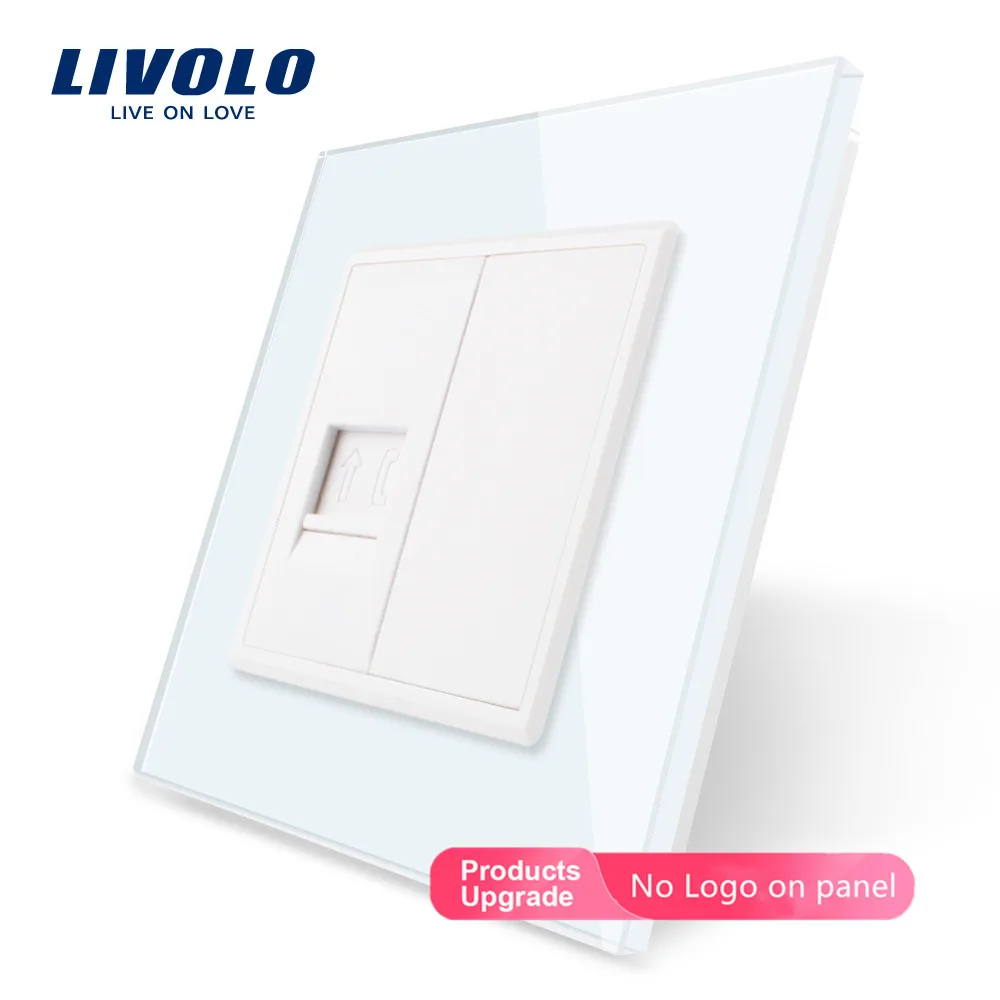 Livolo 4 цвета с украшением в виде кристаллов Стекло Панель, одноблочный телефонная розетка/розетка VL-C791T-11/12/13/15 без переходник, без логотипа