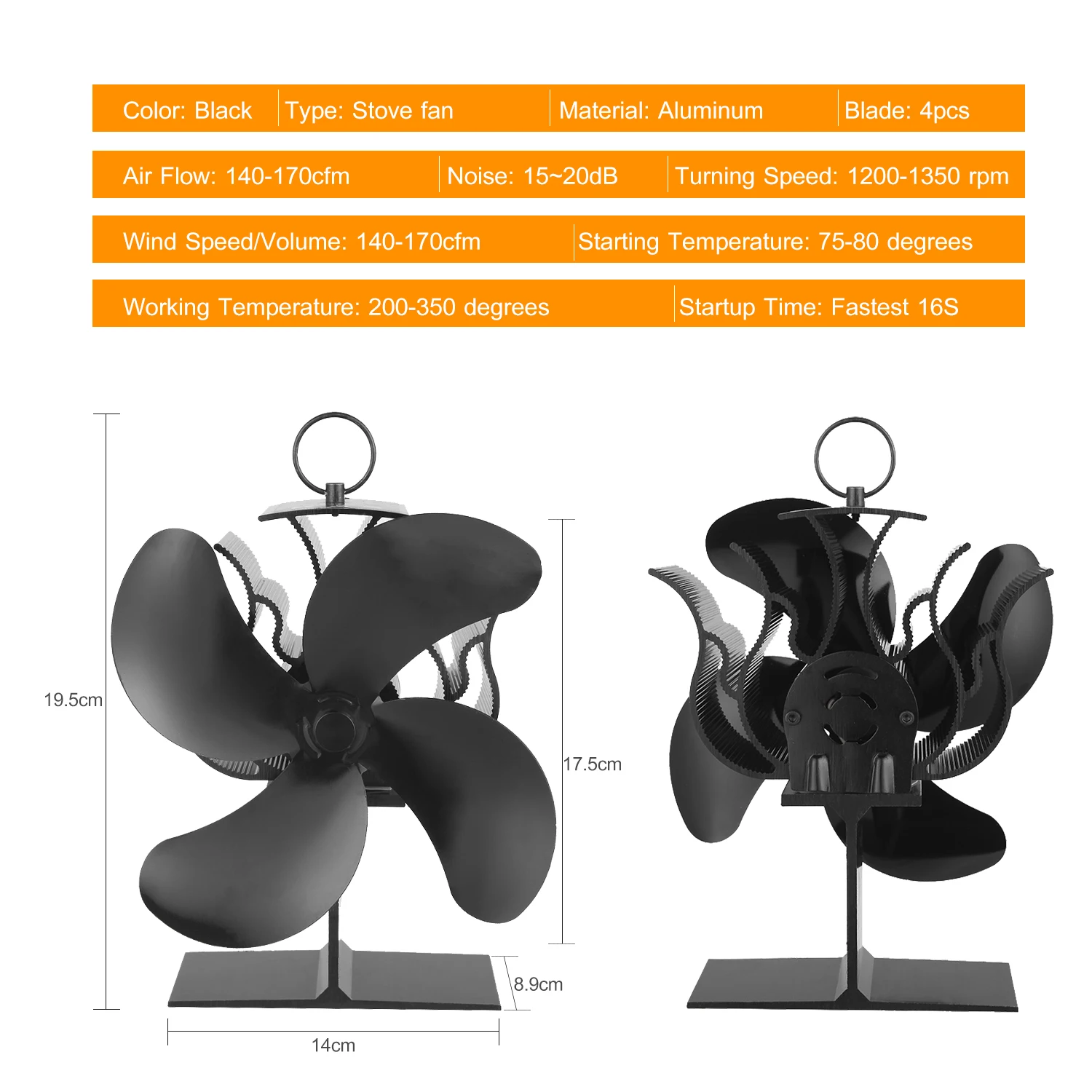 Подвесная двухсторонняя подставка для камина 4 лезвия ZJ-9 быстрой запуск |