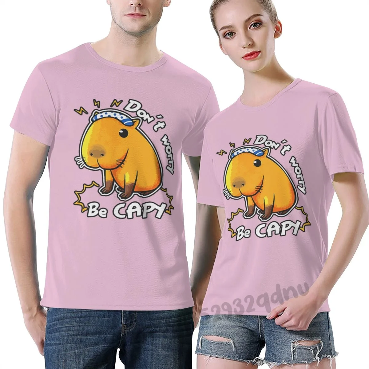 

Cotton T-Shirt Fashion T Shirt TEVO T-Shirt Don‘t Worry Capybara Love Tee Shirt Pink S