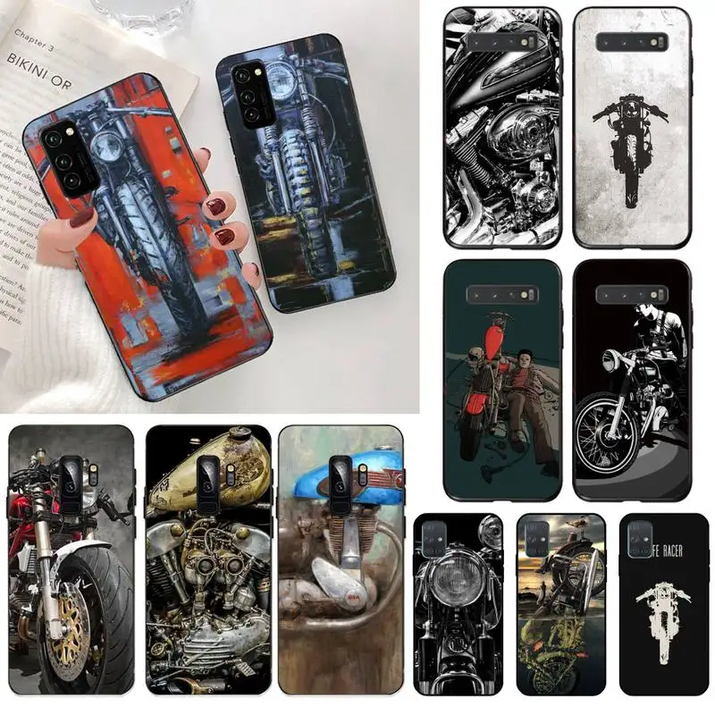 

YJZFDYRM Cool retro classic motorcycle Luxury Phone Case for Samsung S20 plus Ultra S6 S7 edge S8 S9 plus S10 5G lite 2020
