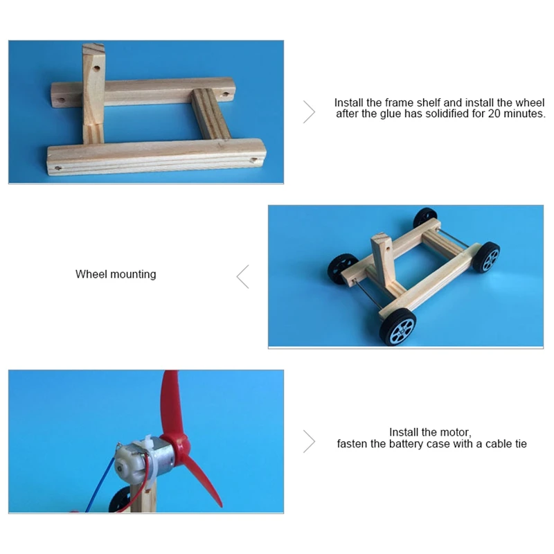 

Diy Wooden Wind Car Toys Creative Single-Wing Wind Car Assembly Model Kit Science Experiment Educational Toys For Children