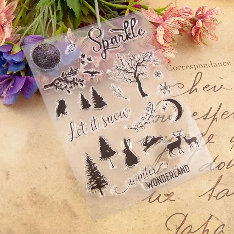 

Tree Rabbit Deer Silicone Clear Seal Stamp DIY Scrapbooking Embossing Photo Album Decorative Paper Card Craft Art Handmade