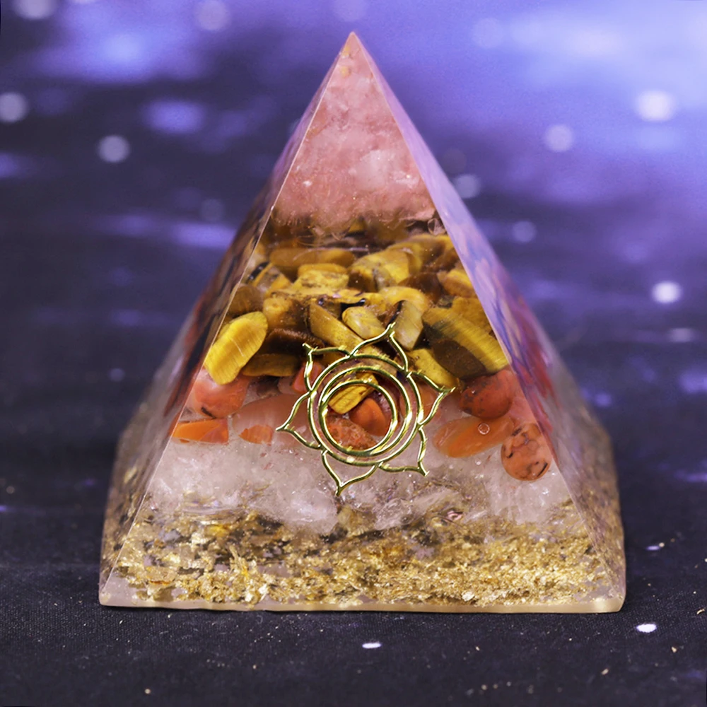 Elite Orgone пирамида из тигрового глаза с украшением в виде кристаллов для генератор