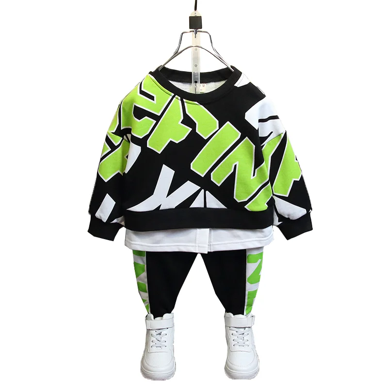 

Children Spring Autumn Gentlemanly Clothes Baby Girls Boys Letter T-shirt Pants 2pcs/sets Tracksuits Kids Casual Sport Suits