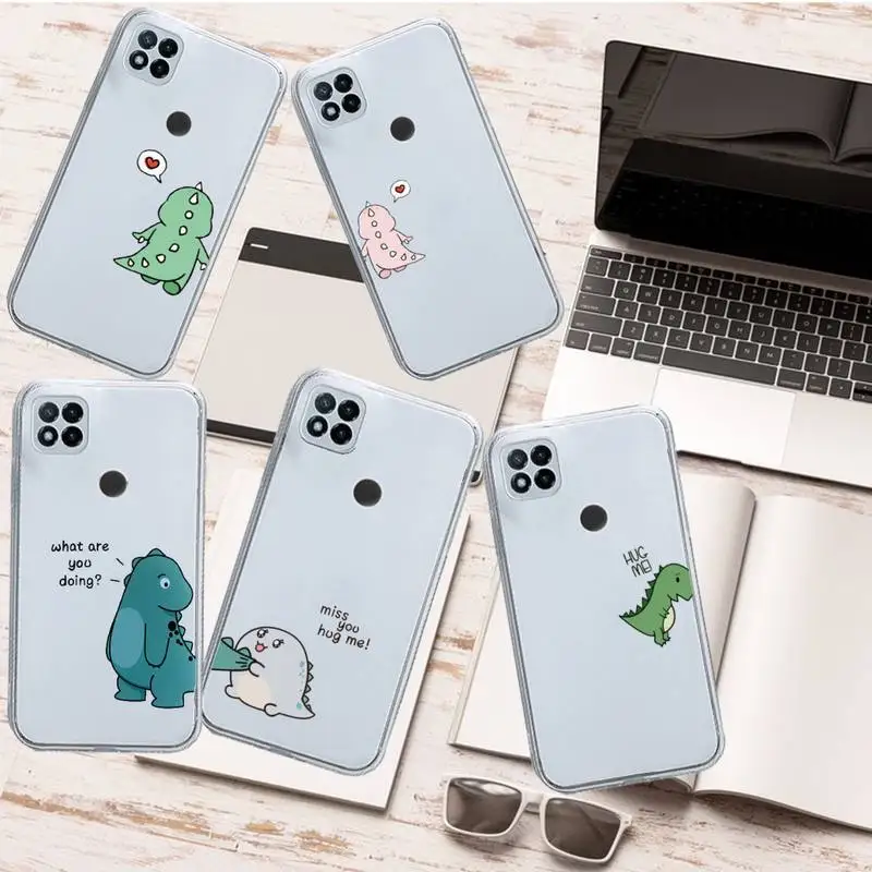 

Little dinosaur friend couple Phone Case Transparent for Xiaomi redmi note 5 7 8 9 10 11 t S A lite pro high quality funda