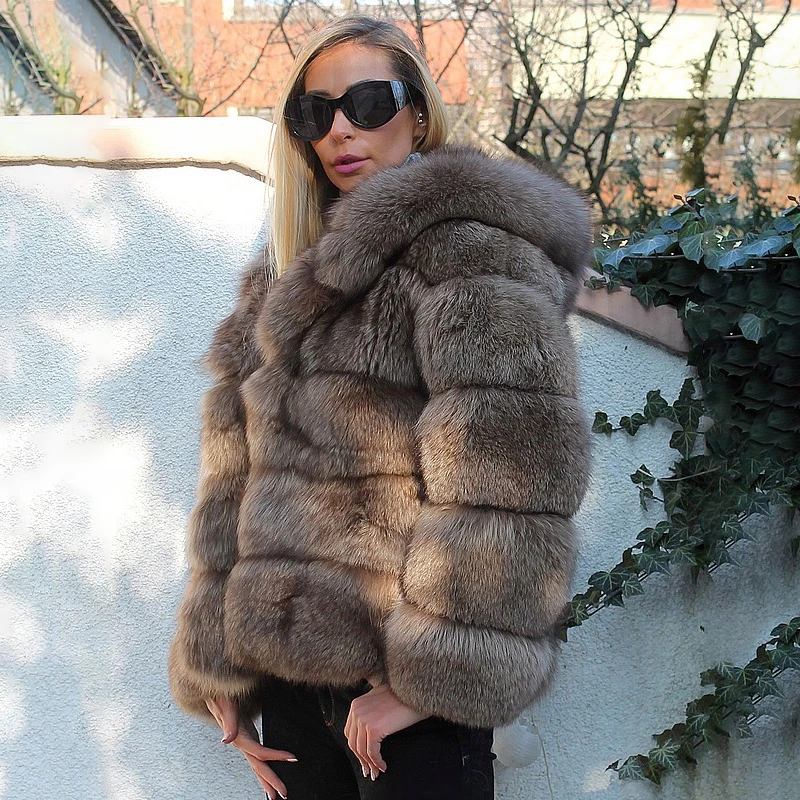 Fashion Women Real Fox Fur Coat For Women Winter Outfit Thick Warm Luxury Genuine Whole Skin Fox Fur Jacket 2022 New Fur Outwear enlarge