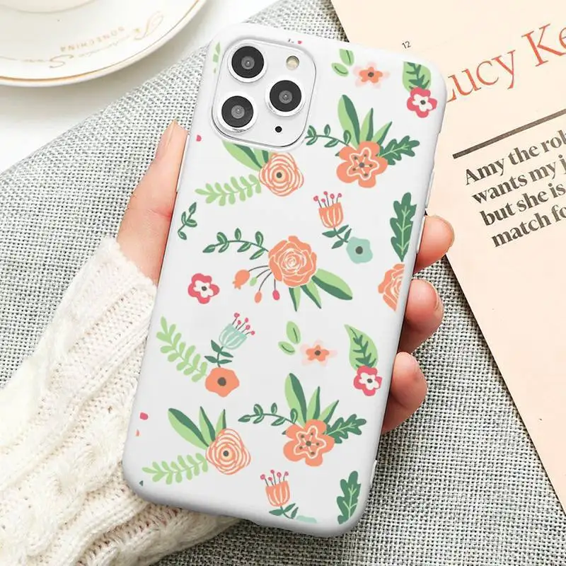 

twig flower Anime Phone Case Candy Color for iPhone 11 12 mini pro XS MAX 8 7 6 6S Plus X 5S SE 2020 XR