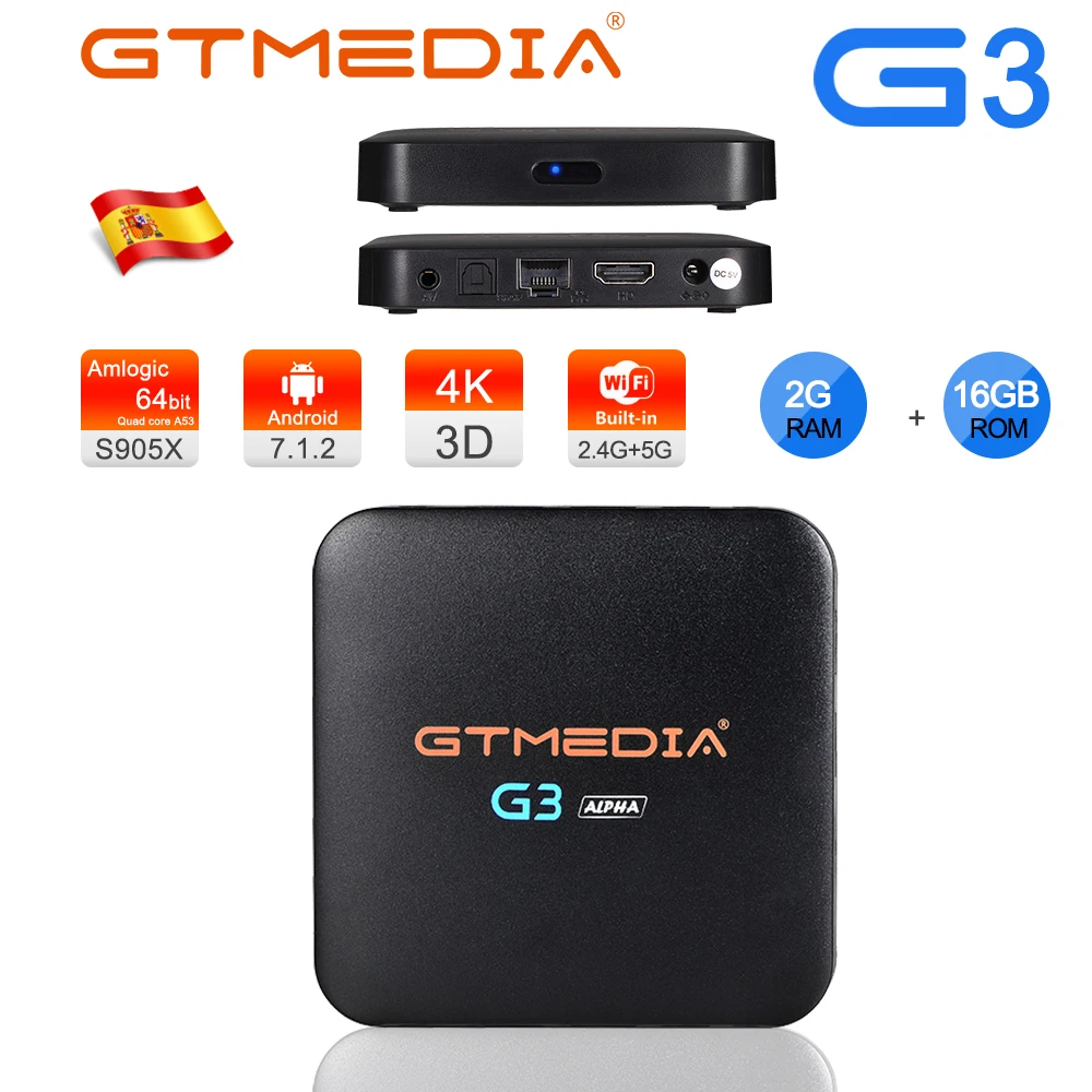 GTMEDIA G3 Смарт ТВ приставка Android 7 1 2 Гб оперативной памяти 16 встроенной медиа плеер 4K