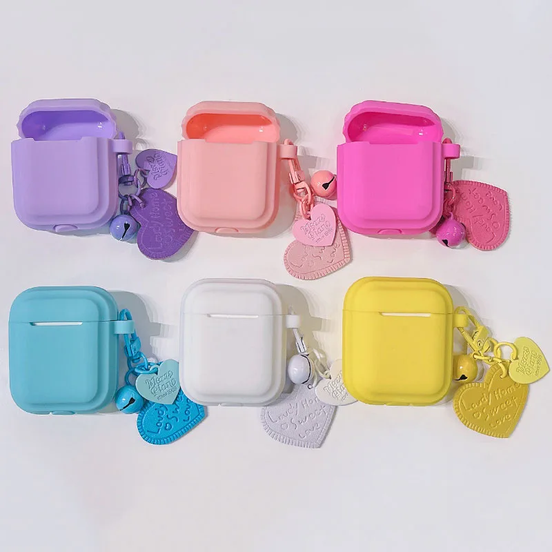 

For AirPods 2 Case Heart Keychain Soft Silicone Thin Ring Bell Protective Earphone Cases For Apple Airpods Pro Case Cover Funda