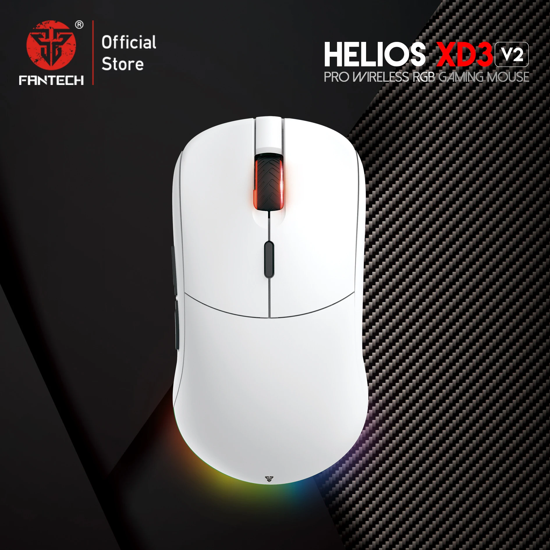 

FANTECH HELIOS XD3V2 Wireless Gaming Mouse PIXART 3370 19000 DPI RGB Mice Kailh 8.0 80 Million Clicks 83G Light Weight