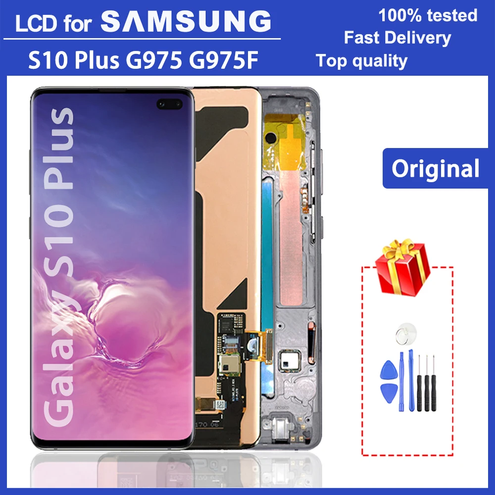 6.4" Original Super AMOLED LCD display for Samsung Galaxy S10+ S10 Plus G975 LCD touch screen Replacement digitizer assembly