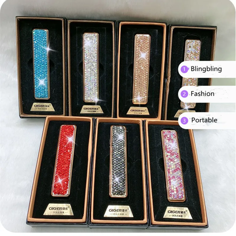 Bling модная Женская Роскошная зажигалка с кристаллами и usb зарядкой Алмазная