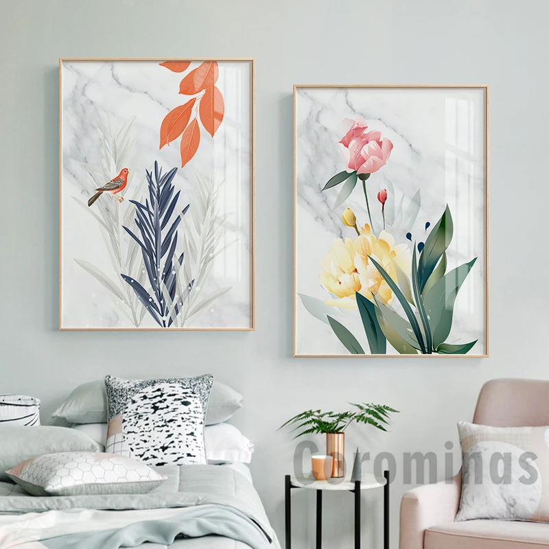 Современная скандинавский HD Картина на холсте с изображением розовых цветов и