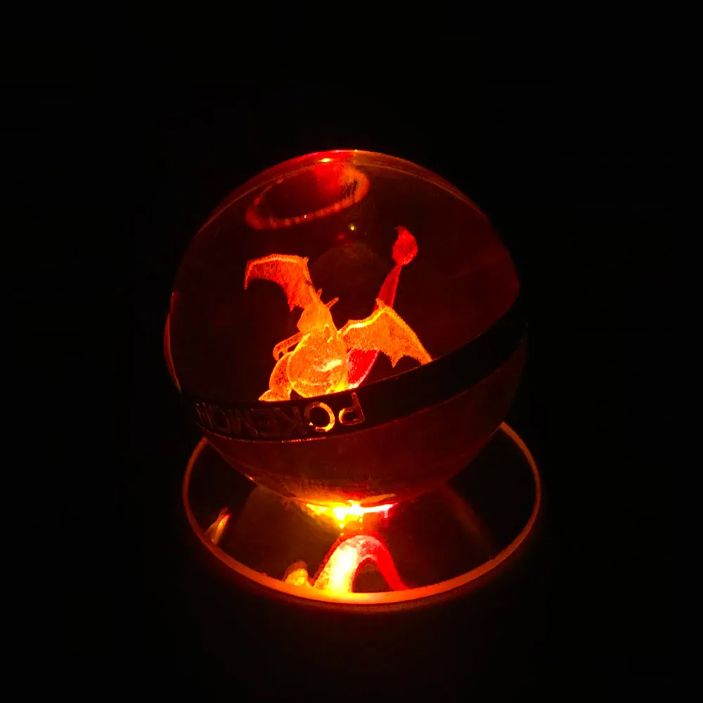 3D светодиодный RGB игры &quotПокемон го&quot (6 см) с украшением в виде кристаллов мяч