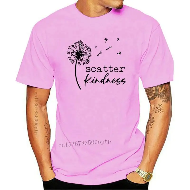 

New Scatter Kindness Cotton T-shirt Cute Dandelion Positive Tshirt Trendy Women Graphic Be Kind Yellow Top Tee Shirt Drop Shippi