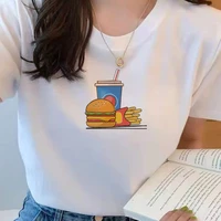 casual t shirt women summer tees o neck short sleeve korean fashion female hamburger coke t shirt graphic print oversize