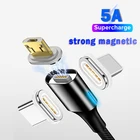 Магнитный зарядный кабель Usb 5A со светодиодной подсветкой, Шнур Micro Usb для Xiaomi A3, A2, Huawei P30, Mate 20 Pro, Usb кабель Type-C, Usb кабель