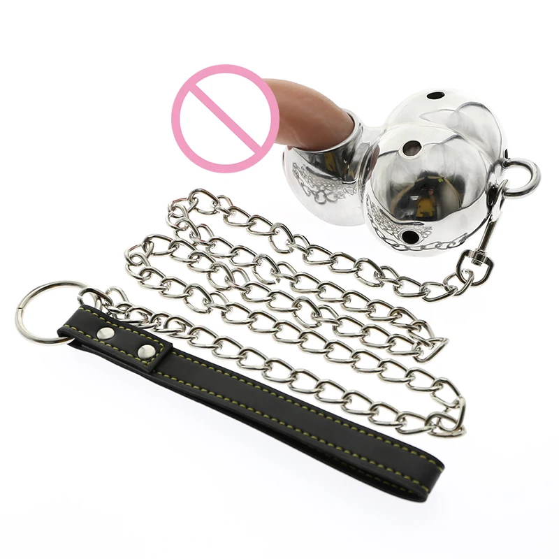 Сверхмощная Втулка с отверстиями для шариков металлической цепочкой Мошонка