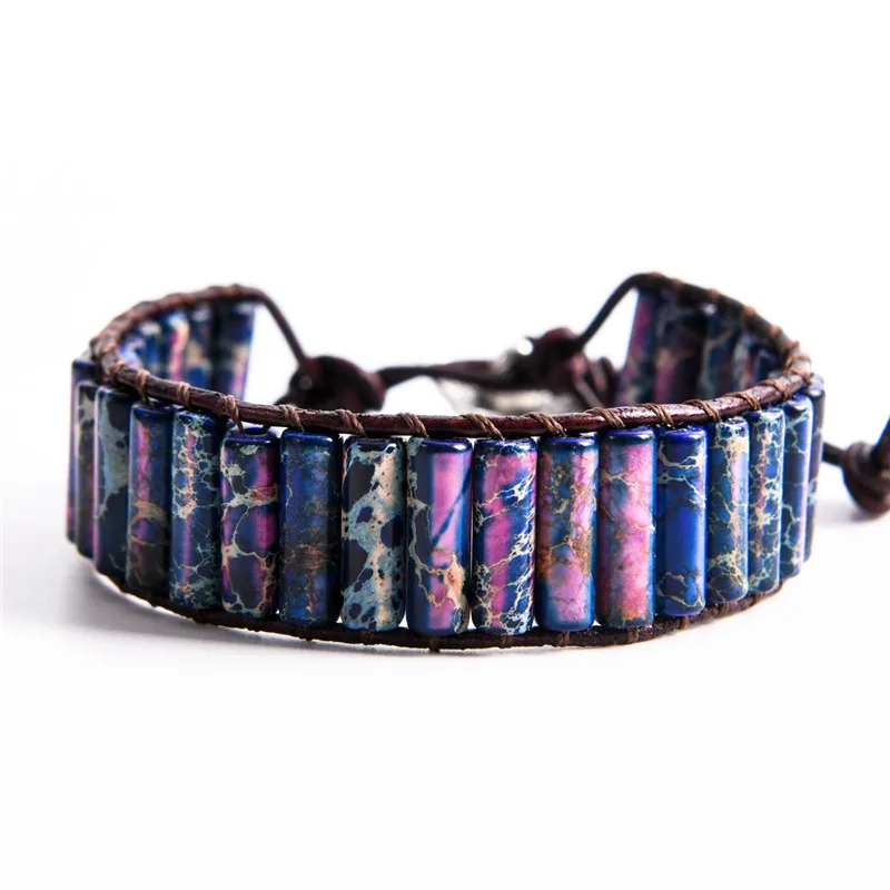 

Vintage Beads Leather Wrap Bracelets W/ Jaspers Beaded Bracelet Femme Bohemian Jewelry Bijoux Dropship Wholesale
