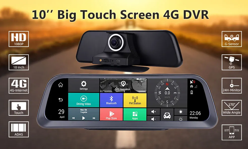 10 ''приборная панель автомобильный видеорегистратор 4G Android ADAS Dash Cam полный экран HD 1080P авто камера gps Wifi удаленный монитор регистратор DVRs 882