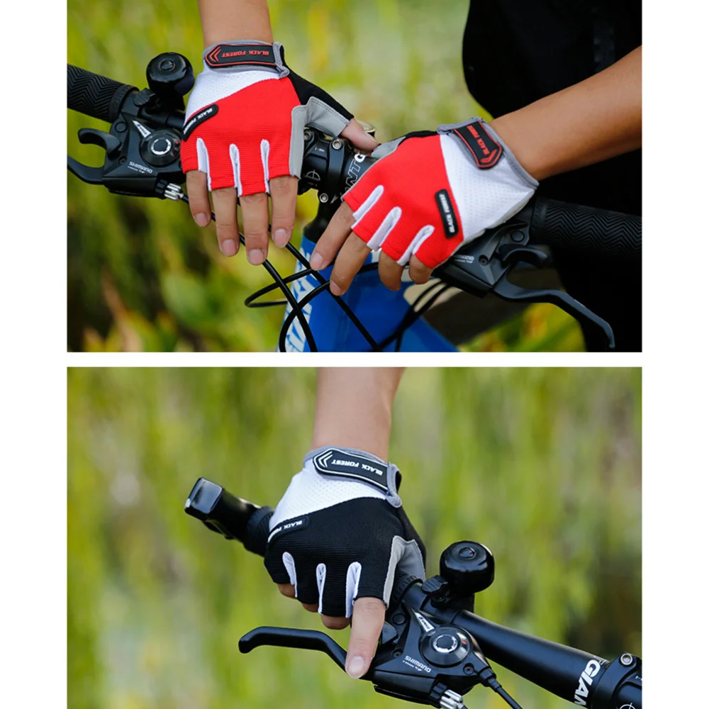 

1 Pair of Bike Riding Breathable Skid Resistance Sports Half Finger Cycling Size (Red)