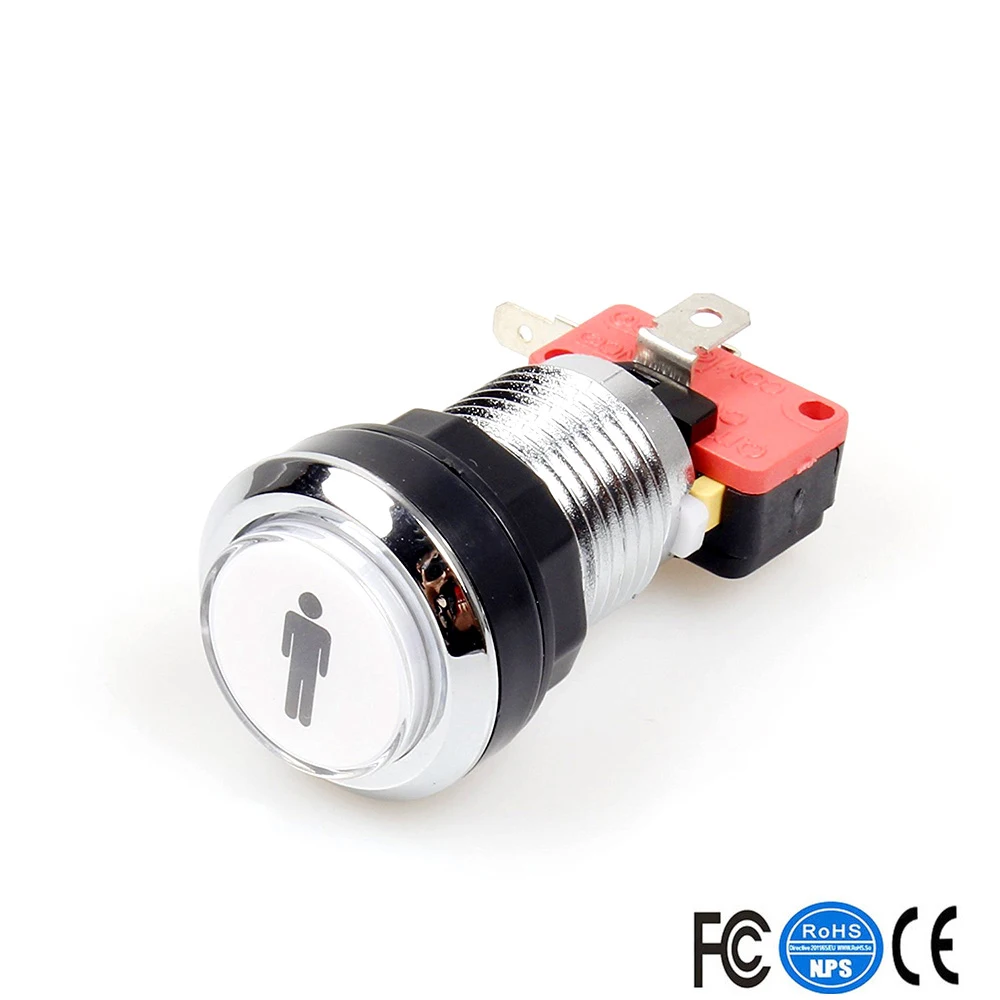 Аркадные кнопки хромированный посеребренный 5 В/12 В светодиодный кнопочный 1P / 2P