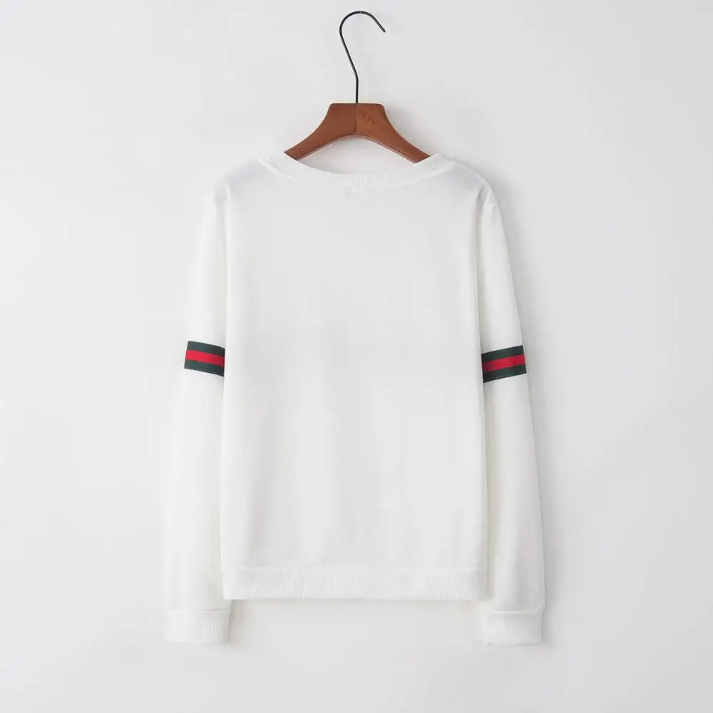 

Women Autumn Winter Black White Round Neck Loose Casual Hoodless Pullover All-Match Sweatshirt