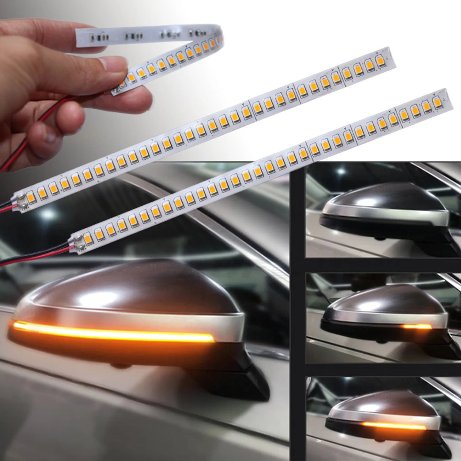

2PCS LED Rearview Mirror Side Mirror Turn Signal Lights Sequential Signal Stickers Running Light Bar Drop Shipping