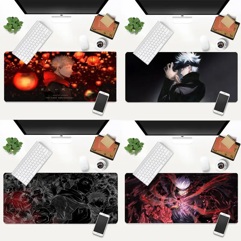 

Резиновый прочный Настольный коврик для мыши juютсу Kaisen с анимацией, большой игровой коврик для клавиатуры, настольного ПК, коврики для мыши ...