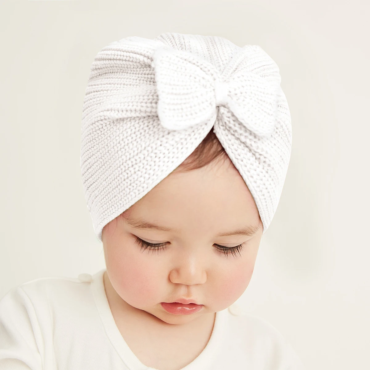 

Pureborn Knitted Bonnet Boys Girls Hats Candy Color Bowtie Beanie Hat Newborn Baby Accessories Boutique Gift Spring Winter