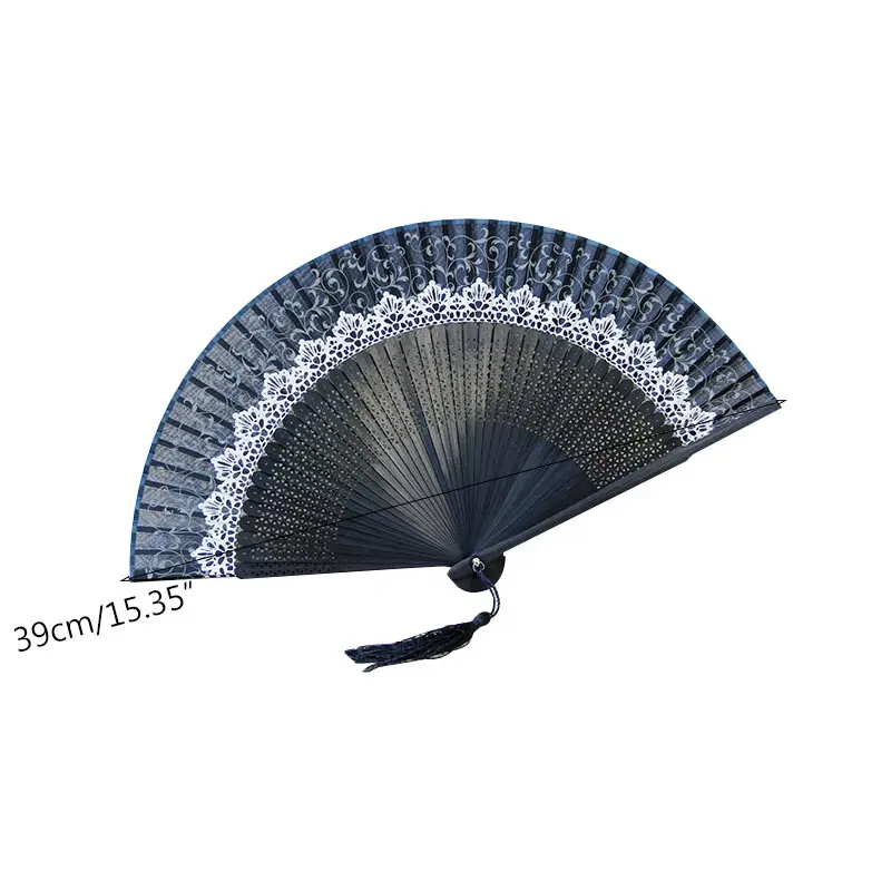 Китайский ручной вентилятор Складной японский для танцев кружевная шелковая