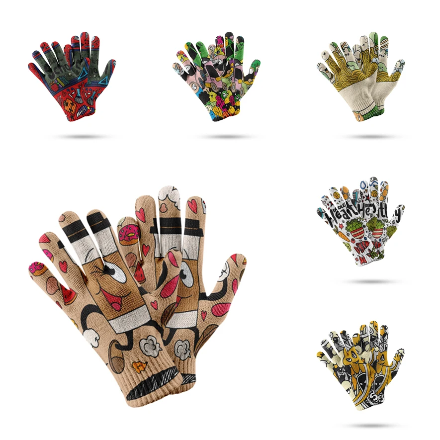 Вязаные перчатки для сенсорных экранов мужчин и женщин утепленные Нескользящие