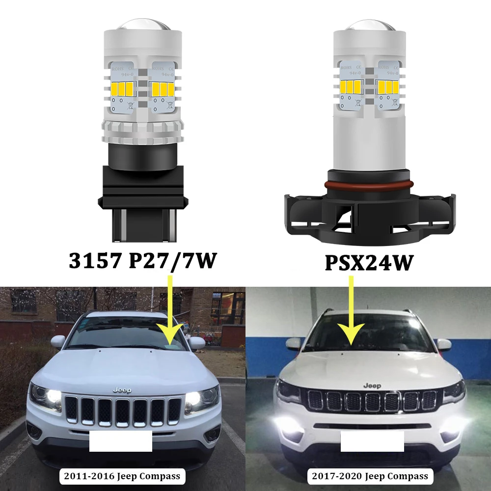 BMTxms авто светодиодный DRL светильник PSX24W 2504 3157 P27/5 Вт дневные ходовые огни для Jeep