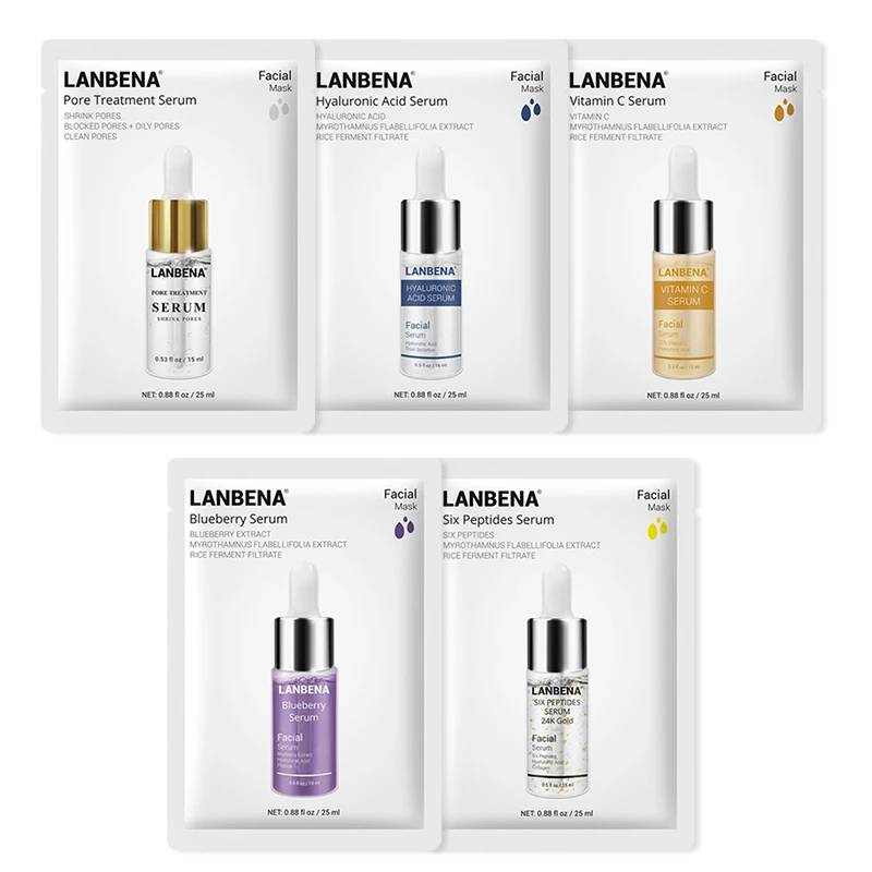 

LANBENA Face Mask Hyaluronic Acid Facial Mask Skin Care Pore Treatment Serum VC Whitening Blueberry Oil Control face Mask TSLM1
