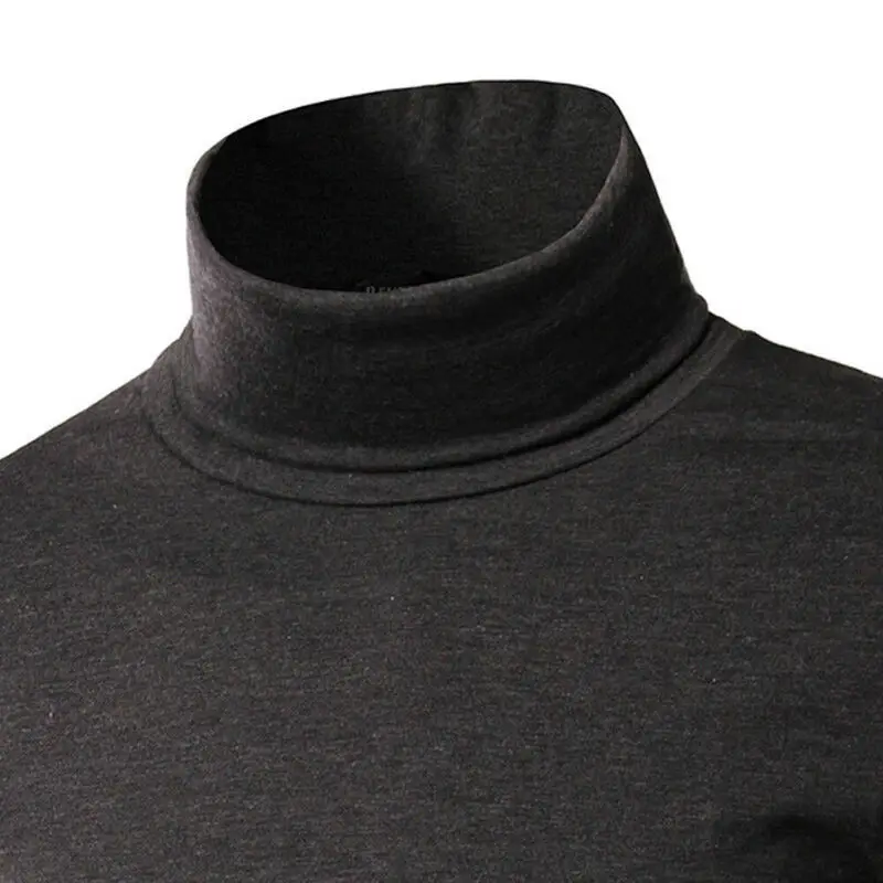 Мужская повседневная Водолазка с длинным рукавом теплая однотонная стрейчевая