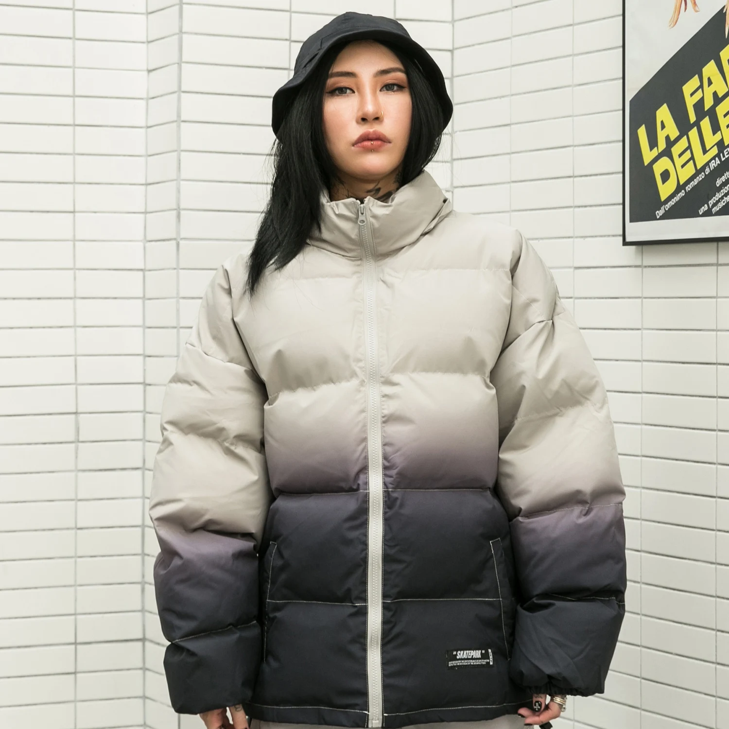 Парка мужская с капюшоном уличная теплая ветровка градиентом в стиле Харадзюку |