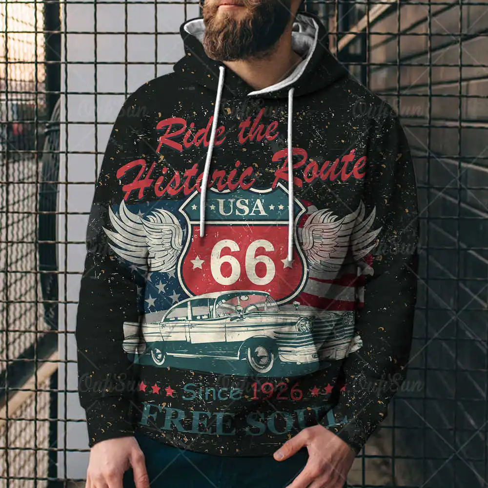 

2022 New Spring and Autumn Men's Hoodies Round Neck with Hood Pullover 3d Printing Pattern 66 Trend Patterns Oversized Hoodies