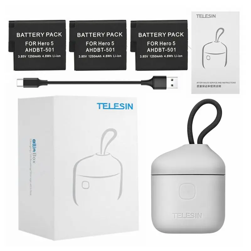 C Package Новинка, 3 слота, силиконовое водонепроницаемое зарядное устройство, зарядная коробка, аккумулятор и tf-карты, чехол для GoPro Hero 8 Hero 7 6 5, черная батарея - Цвет: C Package