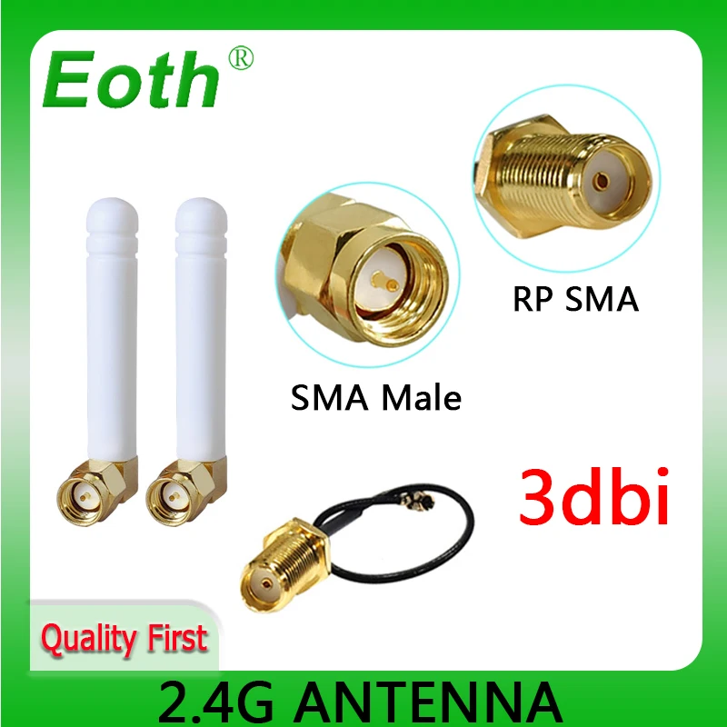 EOTH 2.4g antenna 3dbi sma male wlan wifi 2.4ghz antene IPX ipex 1 SMA female pigtail Extension Cable iot module antena