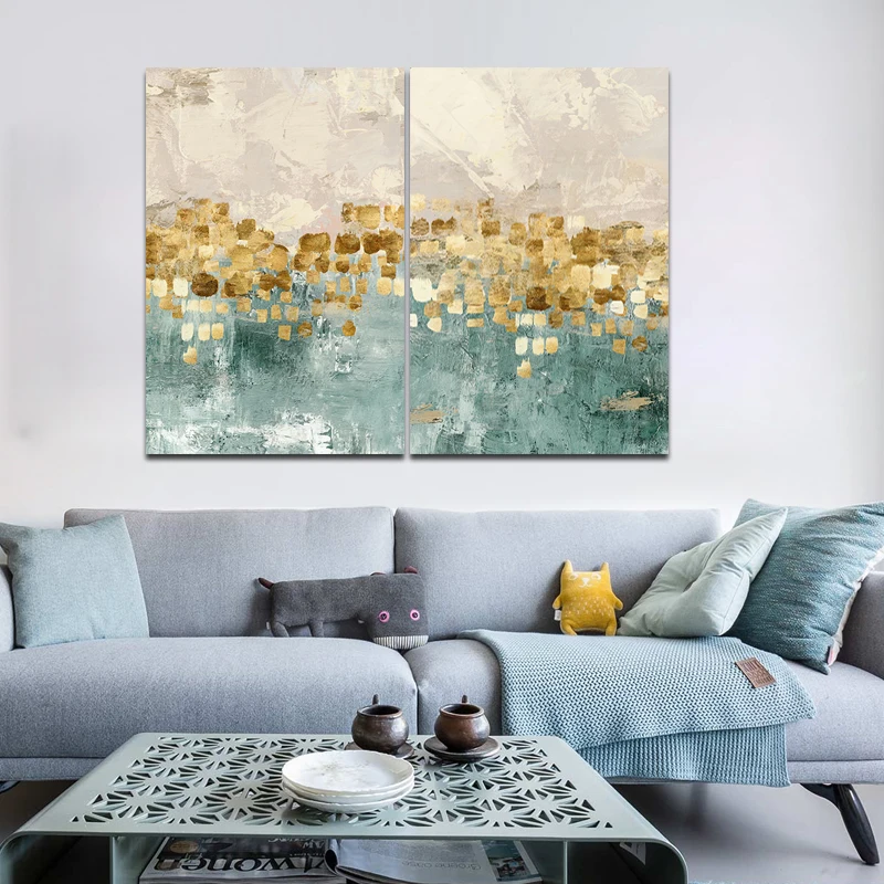 Абстрактная Золотая картина с монетами на холсте печатный плакат без рамки и