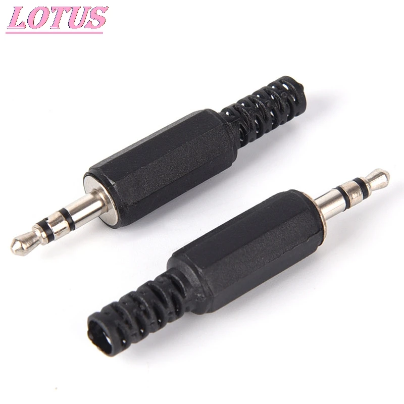 

HOT Black Plastic Pure Copper Conductor Housing Audio Jack Plug Headphone Stereo 3.5mm Male Adapter 5pcs