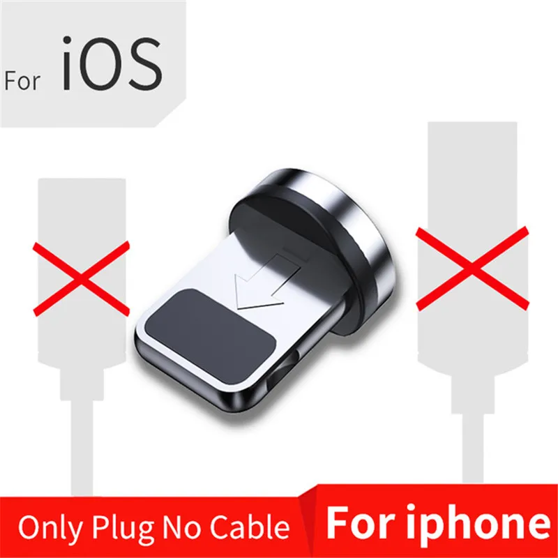 Магнитный кабель USLION, Micro usb type C, кабель для быстрой зарядки, зарядное устройство для iPhone, samsung, huawei, Xiaomi, Micro USB кабель, USB C кабель - Цвет: Only Plug for iOS