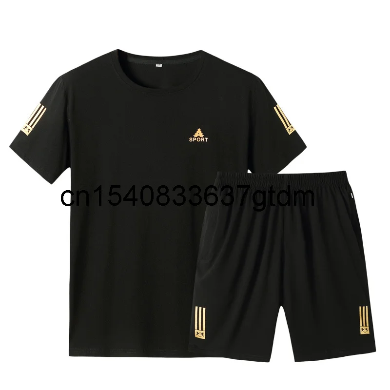 

Fat sportswear summer 2021 new plus size men's short sleeve two piece loose fat shorts