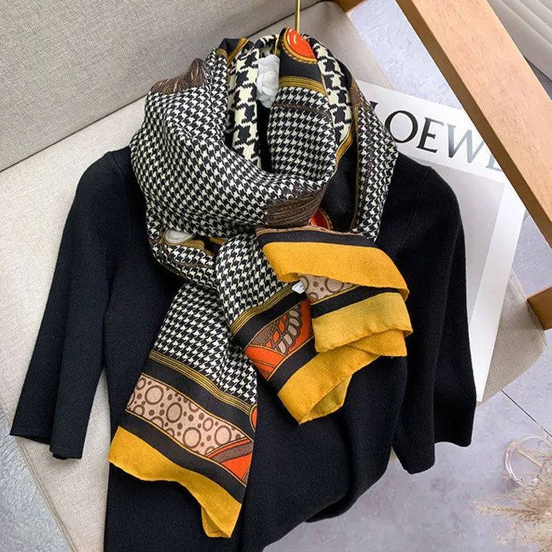 

Silk Wind Cotton And Linen Scarf 2021 Autumn And Winter Shawl 180X90 CM